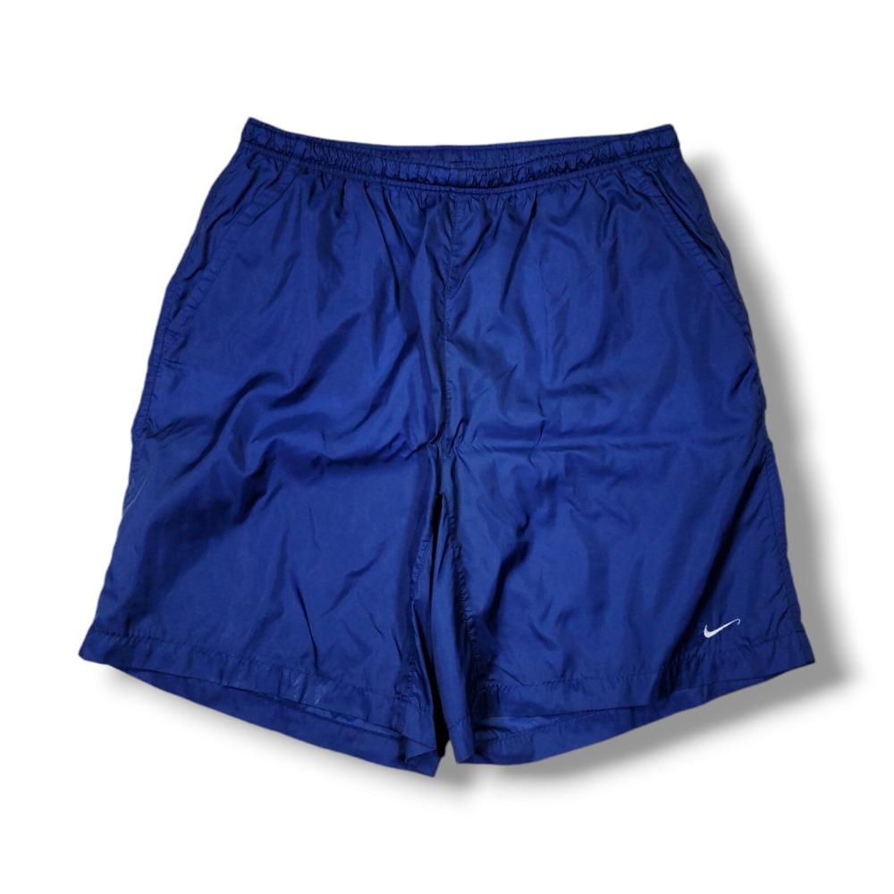 Vintage Nike Swoosh Gray Tag Blue Nylon Swim Trunks Shorts‎ 90s Men's Size XL